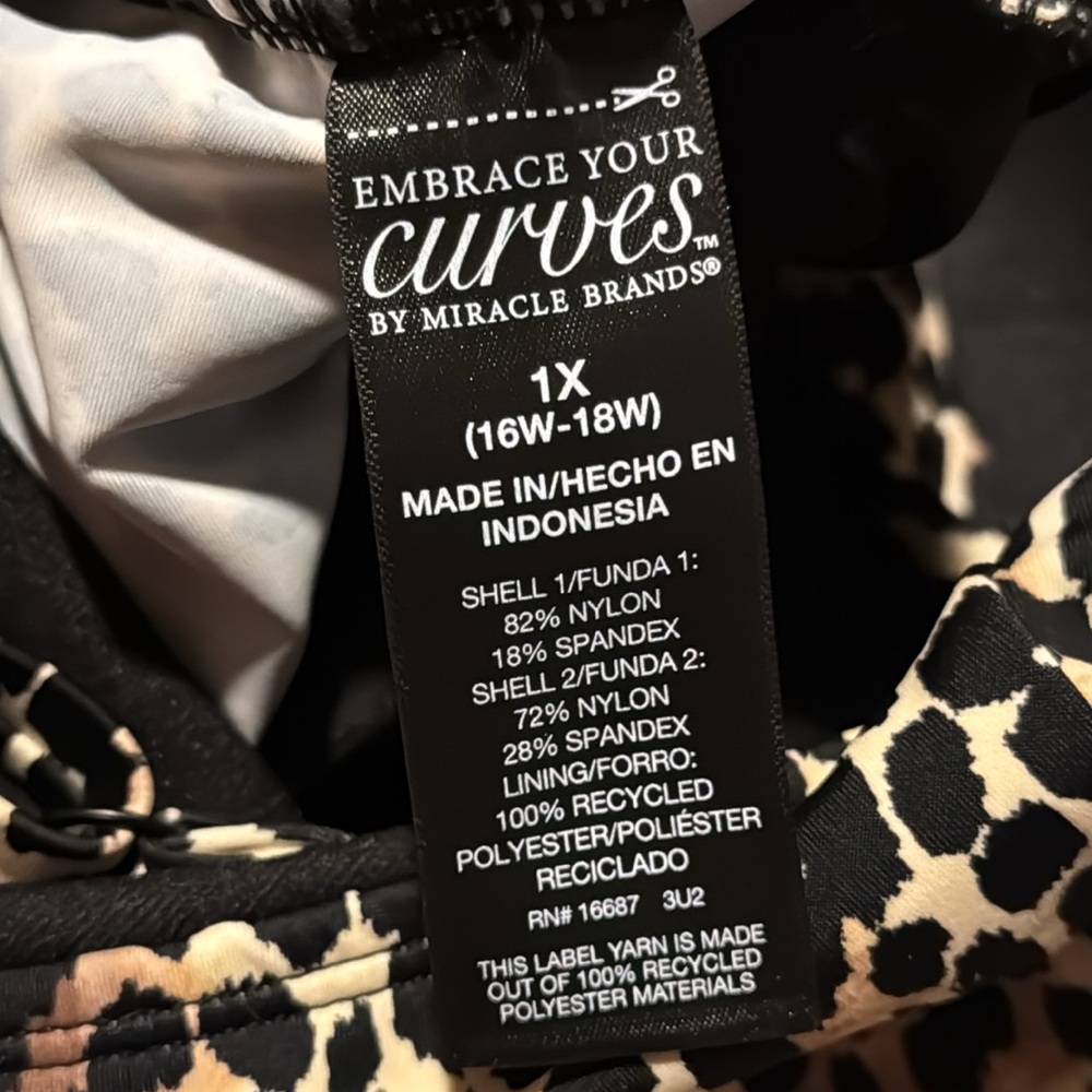 Embrace Your Curves by Miracle Brand animal print 1-piece bathing suit (1X) EUC! - Picture 10 of 10